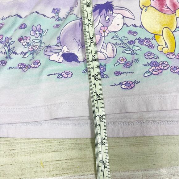 VINTAGE DISNEY Winnie The Pooh Eeyore 90s Night Gown Purple Disney Floral Sz S/M - Picture 10 of 10